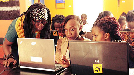 Fulbright U.S. Student alumna Joy Buolamwini (left) empowers women through technology education.