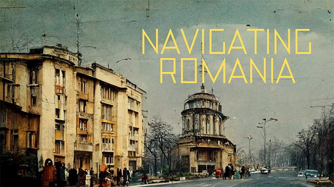 Poster that says Navigate Romania