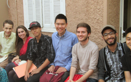 Kalyn and Nathan hanging out with their fellow students and friends in Morocco