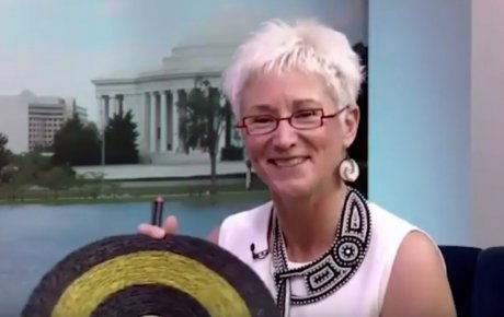 Zoe Dean-Smith shows handcrafted mat