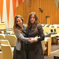 Viktoriya Luchka and Viktoriia Shvydchenko, Global UGRAD alumnae, serve as the first Ukrainian Youth Delegates to the 69th session of the United Nations General Assembly.