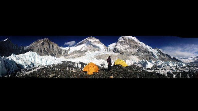   Ilina Arsova, Global Sports Mentoring Program Alumna, sets up at one of the base camps on Mount Everest.
