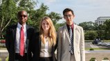 LGBTI Exchange Alumni Justin Hill, Molly Dwyer, and Tristan Bennett (L to R) discussed their exchange experiences.