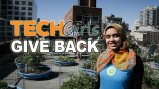 TechGirls volunteered at Hell&#039;s Kitchen Farm Project in New York City.
